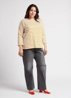 Armor-Lux HERITAGE - Orange Oversized Organic Cotton Breton Top -Morganmai Store 4236411