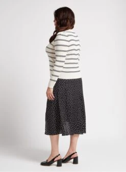 PERSONA MARILU - Beige Striped Knitted Round-neck Cardigan -Morganmai Store 4236427