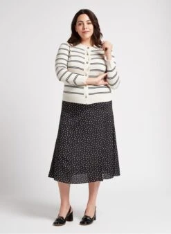 PERSONA MARILU - Beige Striped Knitted Round-neck Cardigan -Morganmai Store 4236432