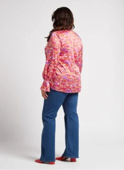 PERSONA BEA - White Fluid Printed V-neck Blouse -Morganmai Store 4236541