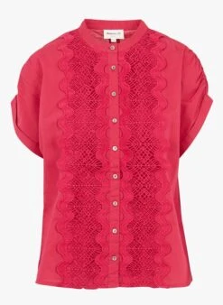 MAISON 123 TIO - Pink Round-neck Cotton Shirt -Morganmai Store 4240988