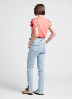 BERENICE ENAE - Red Cotton T-shirt With Short Ruffled Sleeves -Morganmai Store 4245284