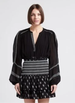 BERENICE BELULA - Black Loose-fit V-neck Top