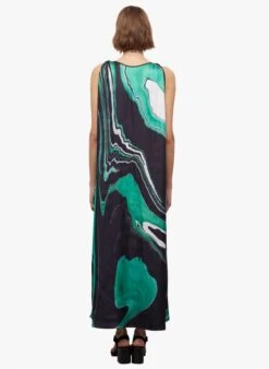 THE KOOPLES Green Long Marble Print V-neck Dress -Morganmai Store 4246649
