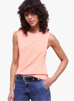 THE KOOPLES Orange Round-neck Cotton Tank Top