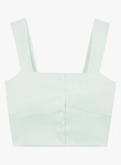 THE KOOPLES White Square-neck Cotton Crop Top -Morganmai Store 4246918