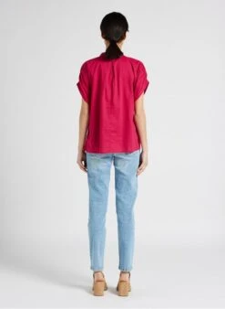 MAISON 123 TIO - Pink Round-neck Cotton Shirt -Morganmai Store 4248328