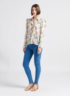 CALISTA - White Printed Shirt With Classic Collar -Morganmai Store 4248948