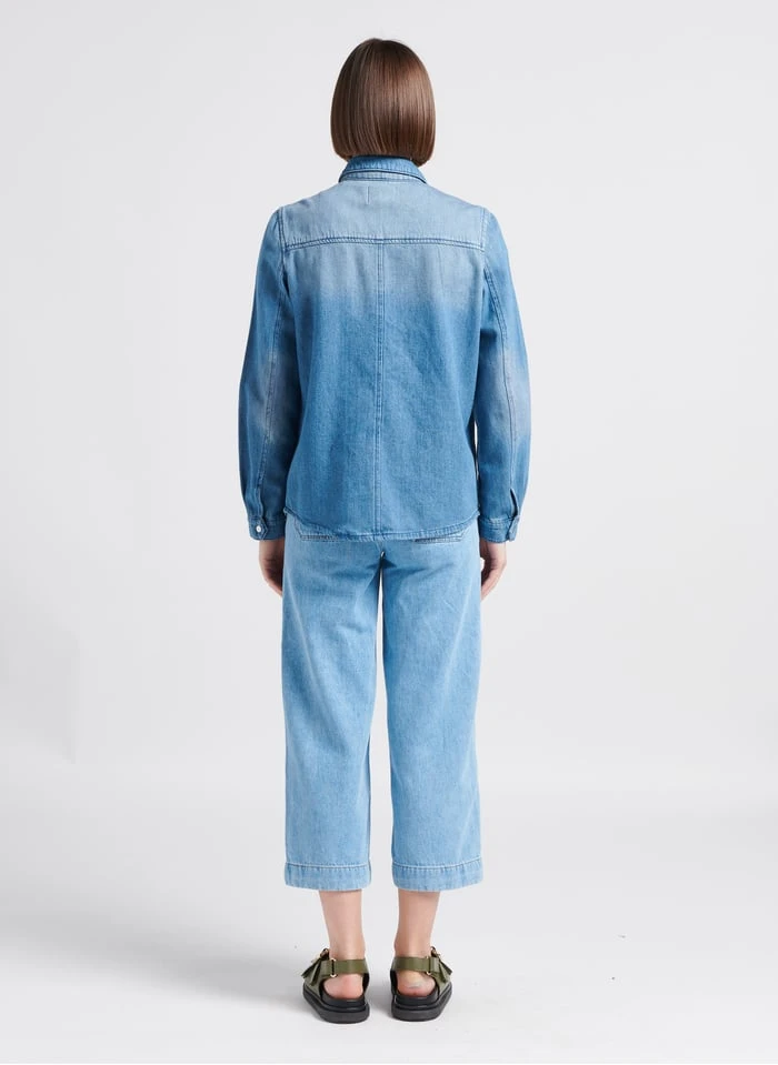 MAISON 123 FANILO - Faded Jeans Chemise Col Classique En Denim De Coton 5 MAISON 123 FANILO - Faded Jeans Chemise Col Classique En Denim De Coton - Image 5