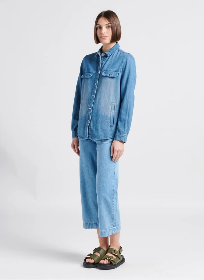 MAISON 123 FANILO - Faded Jeans Chemise Col Classique En Denim De Coton 4 MAISON 123 FANILO - Faded Jeans Chemise Col Classique En Denim De Coton - Image 4