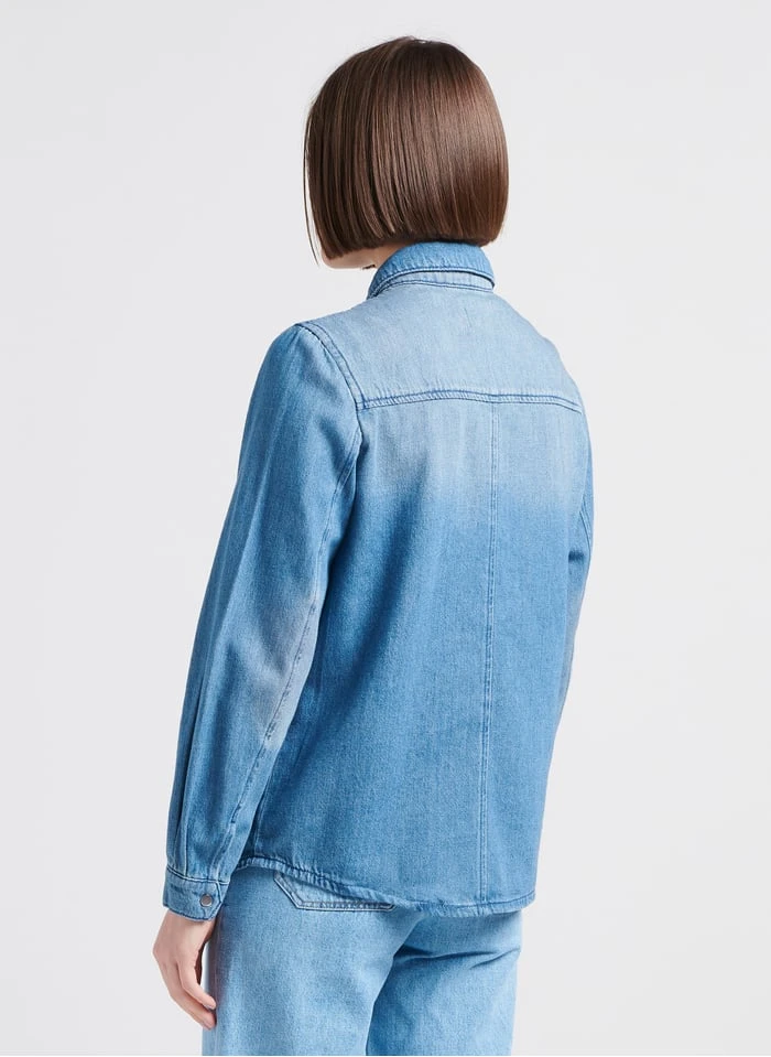 MAISON 123 FANILO - Faded Jeans Chemise Col Classique En Denim De Coton 2 MAISON 123 FANILO - Faded Jeans Chemise Col Classique En Denim De Coton - Image 2