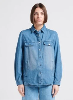 MAISON 123 FANILO - Faded Jeans Chemise Col Classique En Denim De Coton