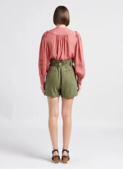 BERENICE CAPADOLE - Orange Round-neck Floral Pattern Shirt -Morganmai Store 4248992