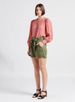 BERENICE CAPADOLE - Orange Round-neck Floral Pattern Shirt -Morganmai Store 4248993