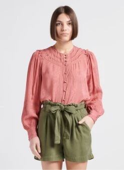 BERENICE CAPADOLE - Orange Round-neck Floral Pattern Shirt