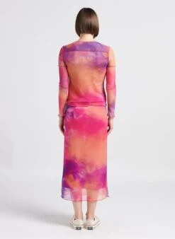 Please Pink Top Col Rond Imprimé En Mesh -Morganmai Store 4249207