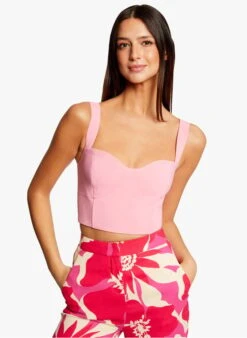 MORGAN OCREW - Pink Square-neck Top