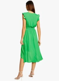 MORGAN RWALLY - Green Fluid Wrap Midi Dress -Morganmai Store 4254570