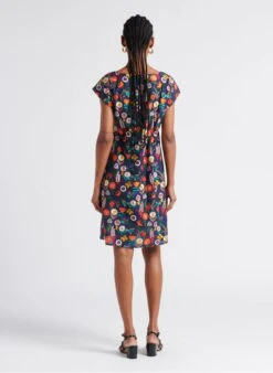 COURONNE - Blue Short Embroidered Cotton Dress With Round Neck -Morganmai Store 4267075