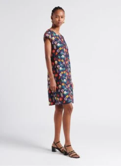 COURONNE - Blue Short Embroidered Cotton Dress With Round Neck -Morganmai Store 4267076