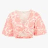 BERENICE TOMA - Pink Cropped Printed Knotted V-neck Top