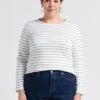 Armor-Lux LESCONIL - White Round-neck Striped Cotton T-shirt