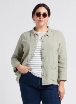 Armor-Lux Grey Linen Shirt With Classic Collar