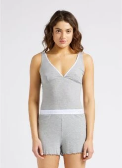 JOHN - Grey V-neck Lace Top